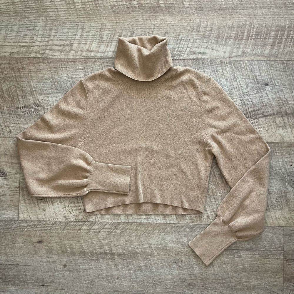 Wilfred Cropped Turtleneck Sweater in Light Beige